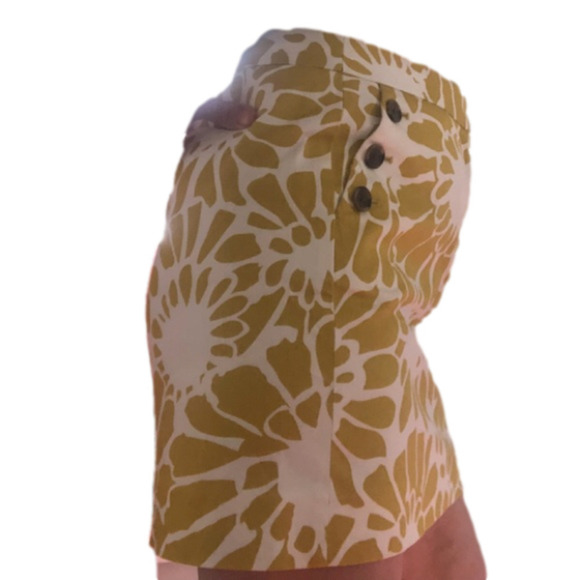 J Crew Mini Cotton Stretch Skirt size 2 Mustard & White - Picture 2 of 8